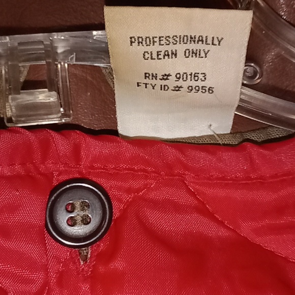 Green Large Winter Jacket With Red Lining Cotton Leather And Nylon - Picture 4 of 6